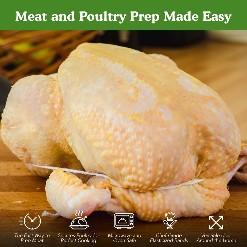 Regency Wraps Trussing Bands, 7" Cotton Elastic Poultry Loops, Pack of 200, Oven and Food Safe for Making Rotisserie Chicken, Roasting Turkey, Forming Roasts - Image 3